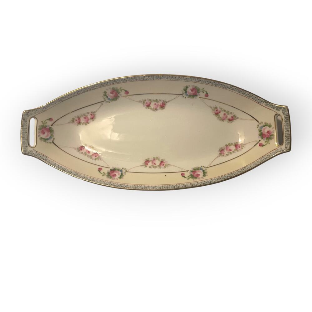 Antique Nippon Hand Painted Serving Bowl Celery Rising Sun 1911-1918